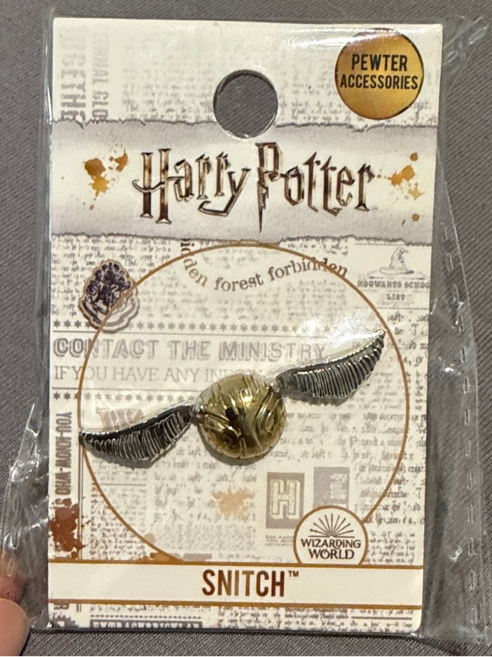 Harry Potter Golden Snitch Pewter Pin — Gold & Silver